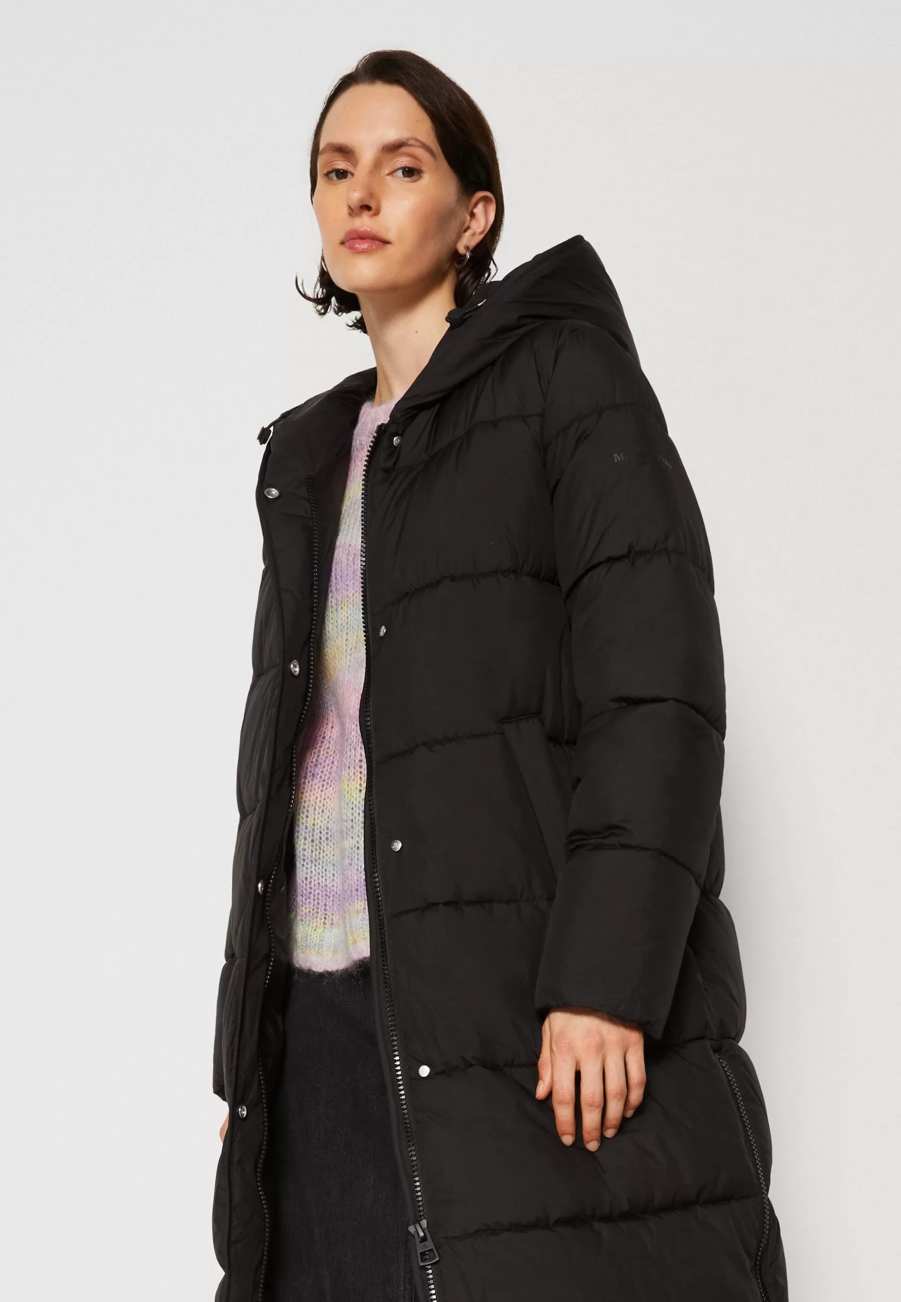 Femme Marc O'Polo Coat Side Slits With Hood Zipper And Pressbuttons - Manteau D'Hiver
