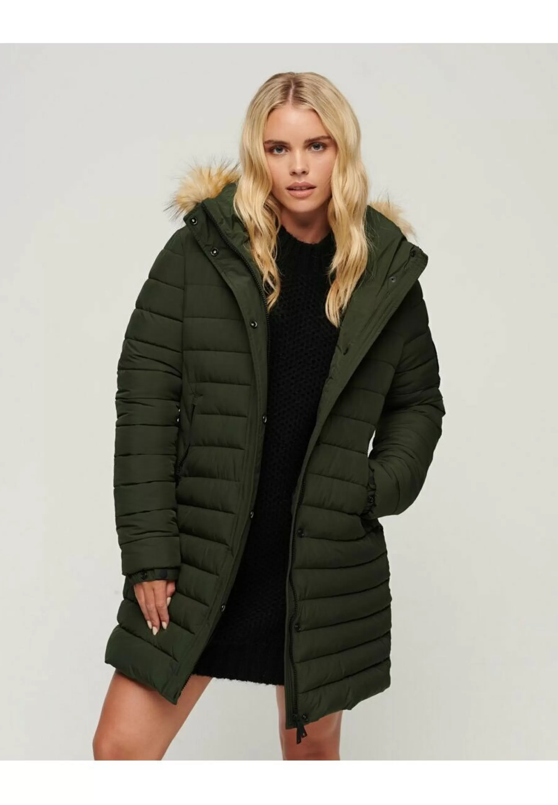 Femme Superdry Fuji Hooded Mid Length Puffer - Manteau D'Hiver