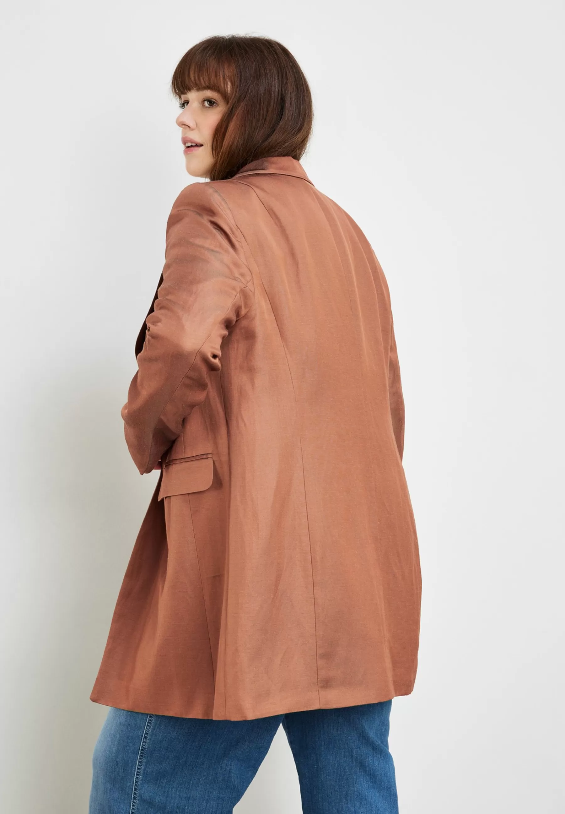 Langarm Fein Schimmernder - Manteau Court | Samoon Shop