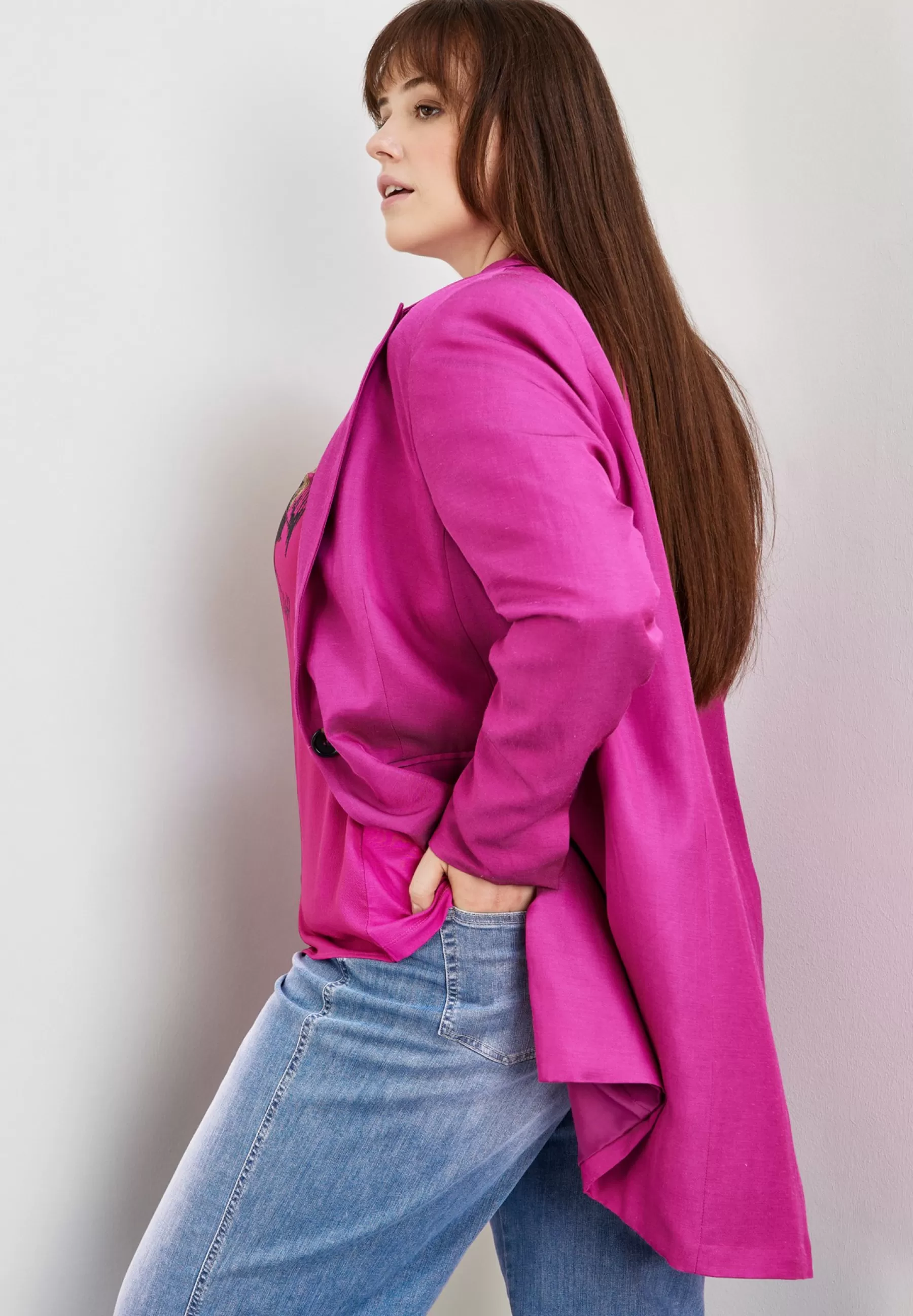 Langarm Fein Schimmernder - Manteau Court | Samoon Outlet