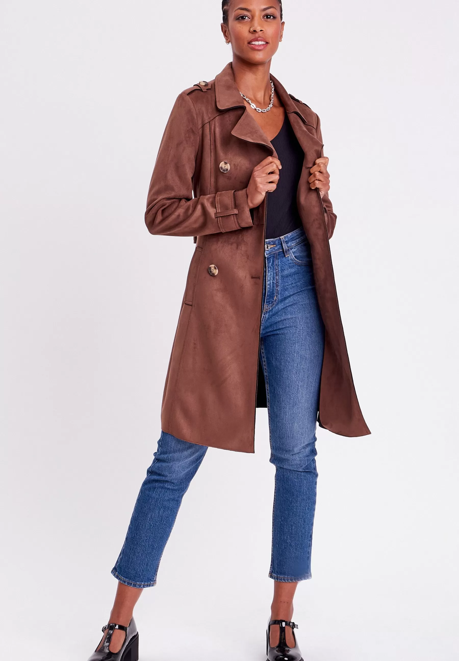 Langer Aus Mit Knopfen - Trench | Cache Cache Outlet