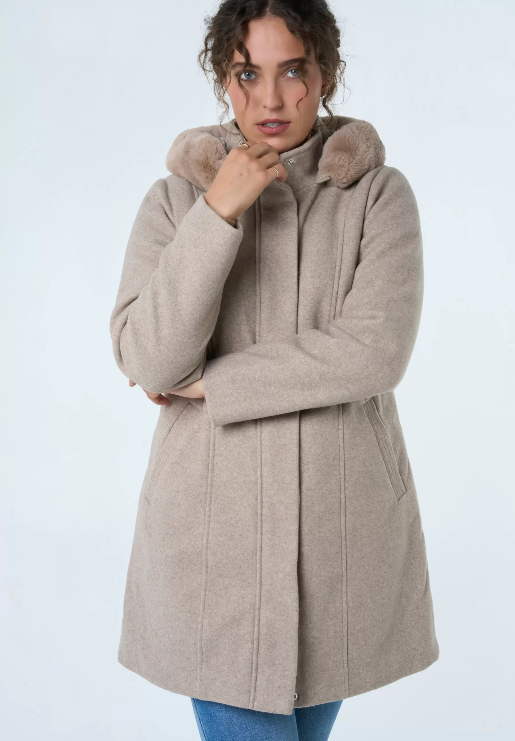 Met Wol Look - Manteau Court | MS Mode Outlet