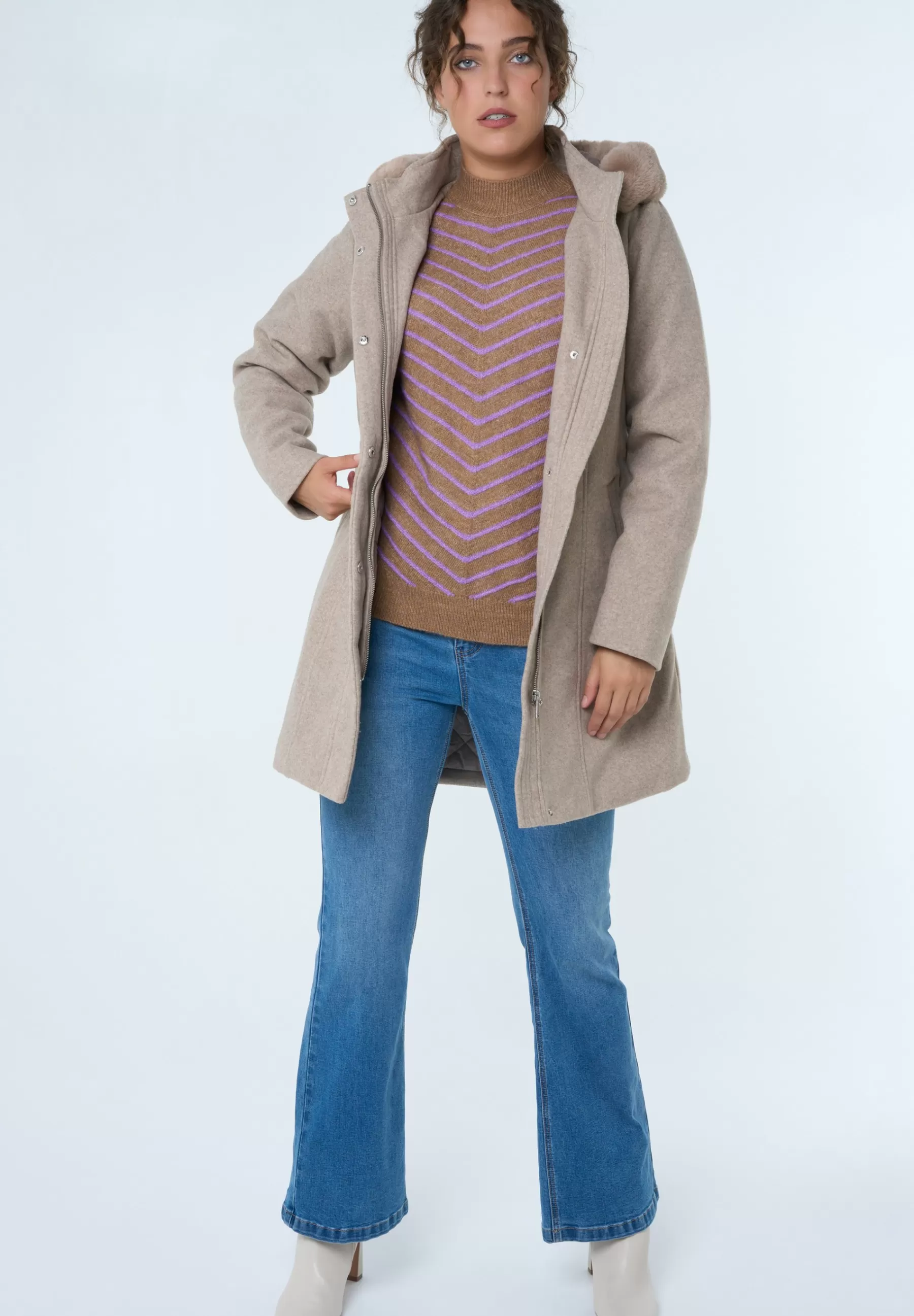 Met Wol Look - Manteau Court | MS Mode Outlet