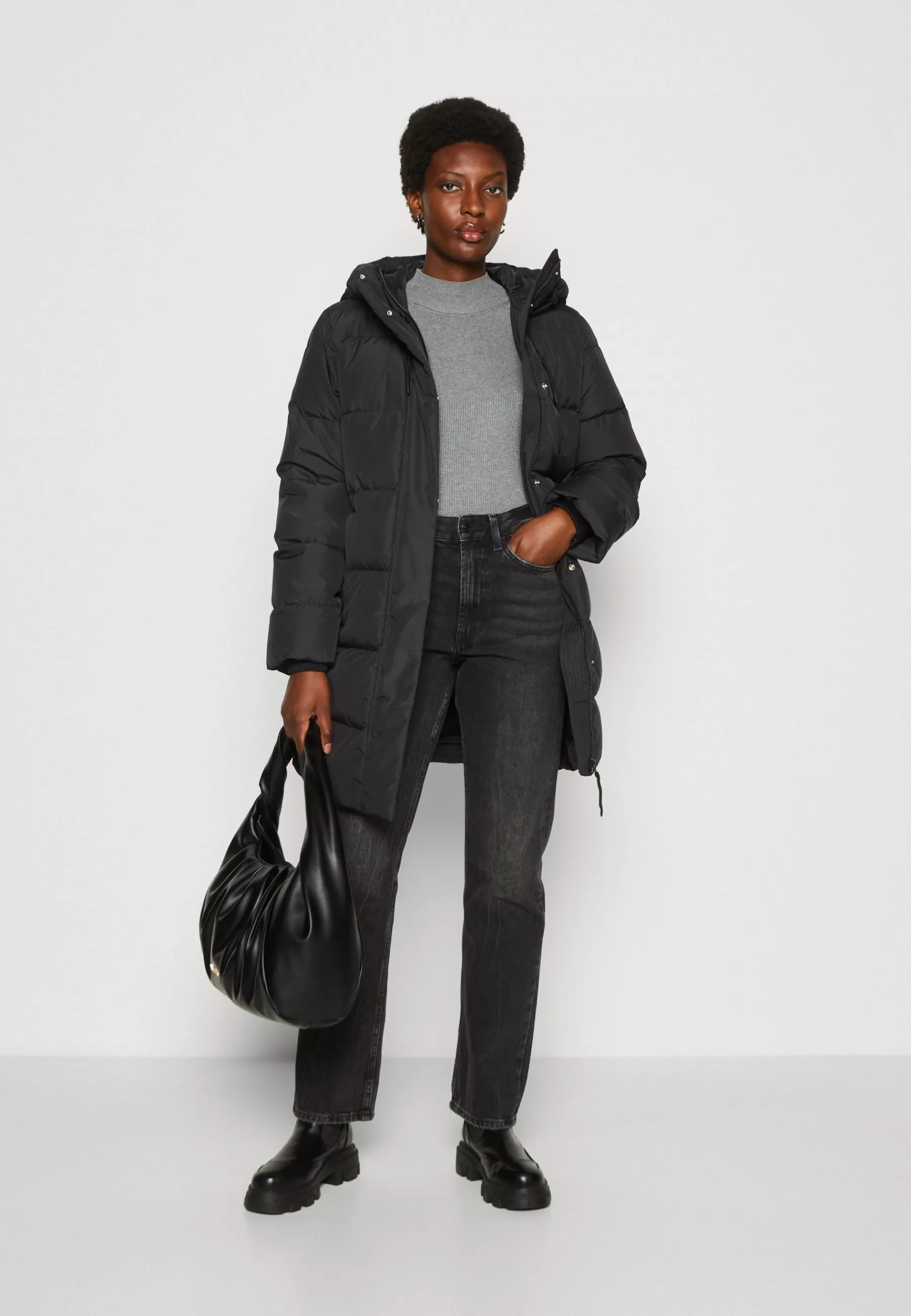 Femme Marc O'Polo DENIM Midi Responsible Puffer With Hood Welt Pockets Sideseam Slits - Doudoune